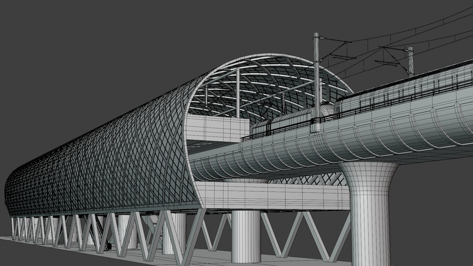 Elevated station with Siemens Vectrain 3D model_2