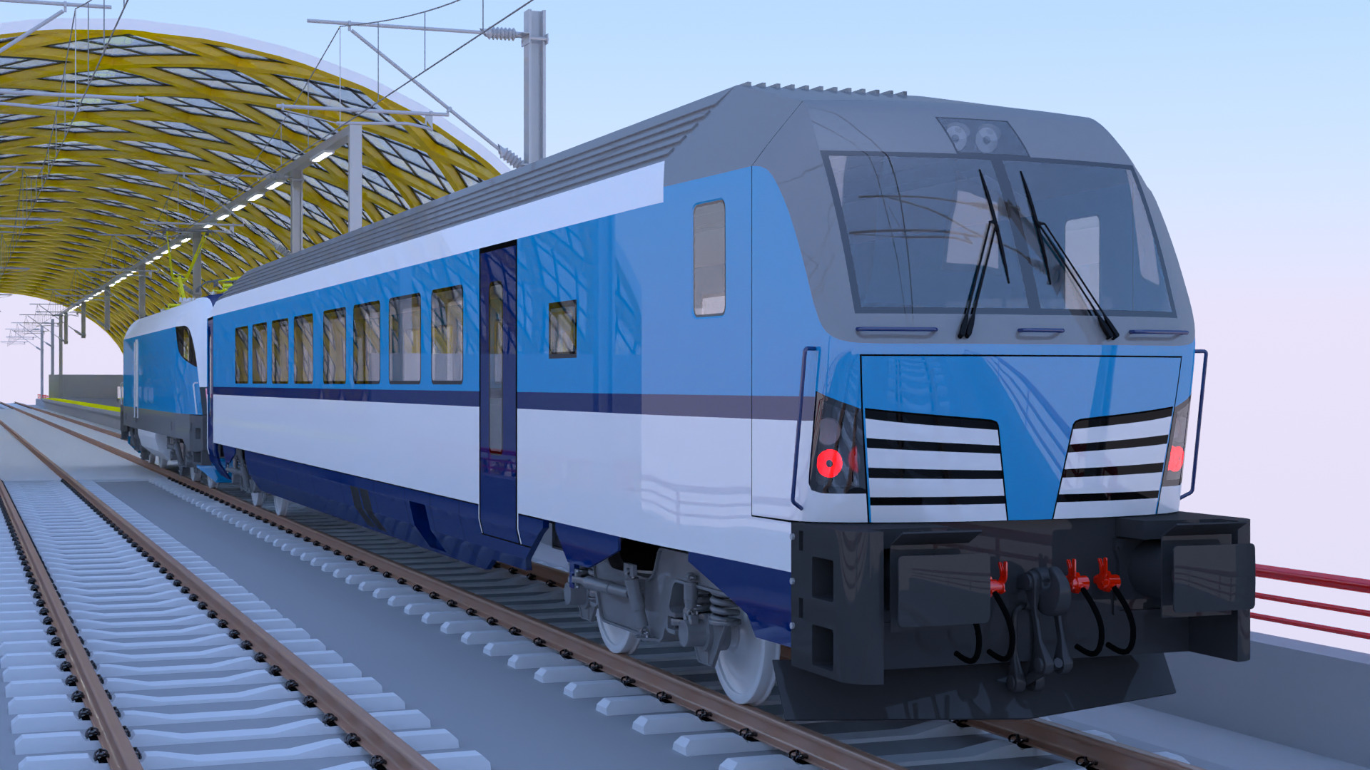 Elevated station with Siemens Vectrain 3D model_3