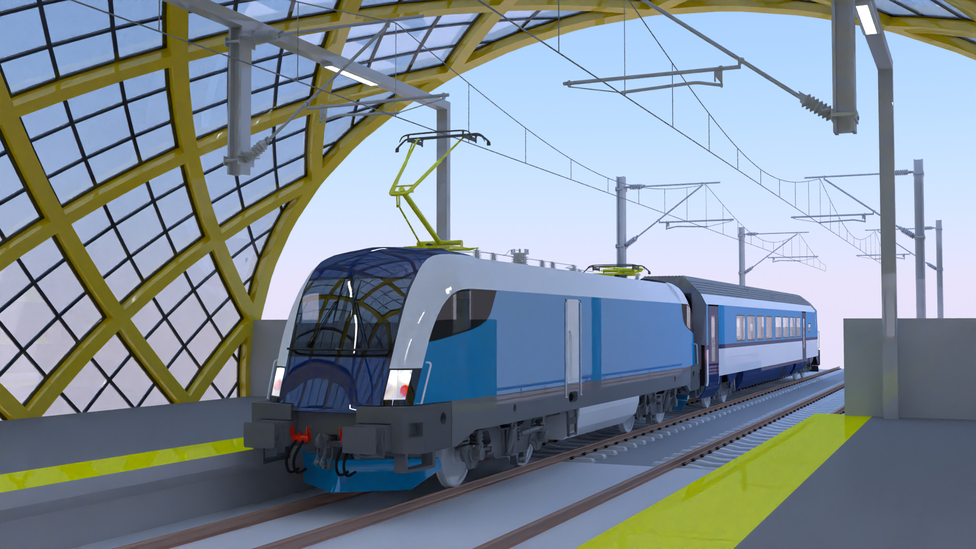 Elevated station with Siemens Vectrain 3D model_5