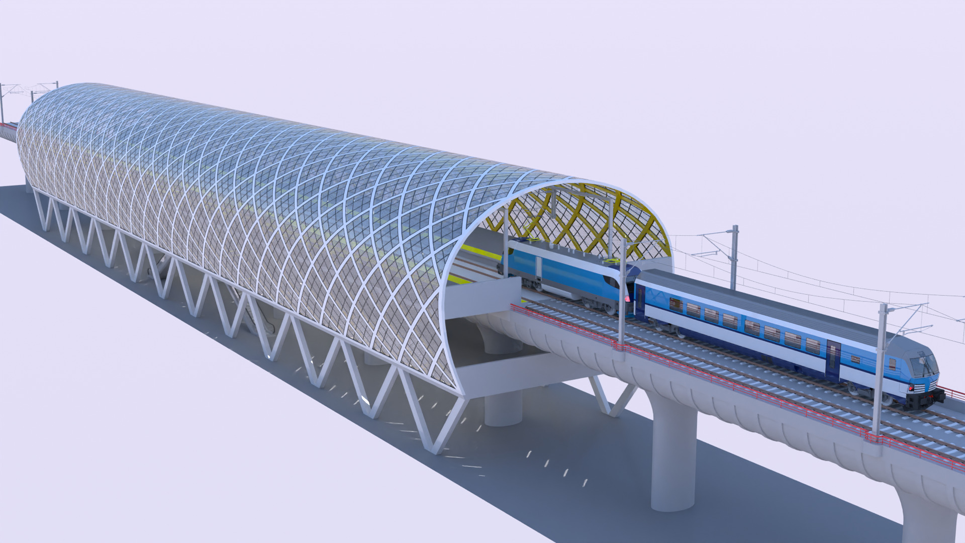 Elevated station with Siemens Vectrain 3D model_8