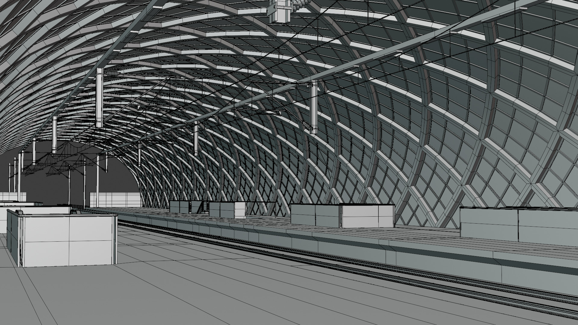 Elevated station with Siemens Vectrain 3D model_7