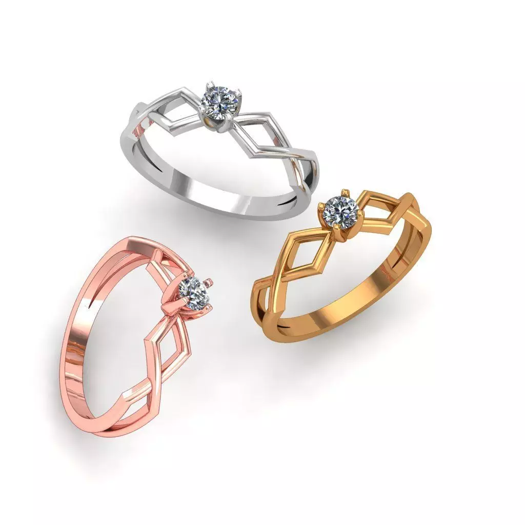 SOLITAIRE diamond ring with render details 3D print model