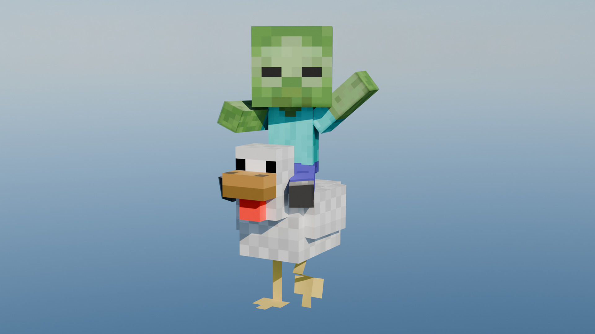 Chicken Jockey rigged 3d 3D model_1