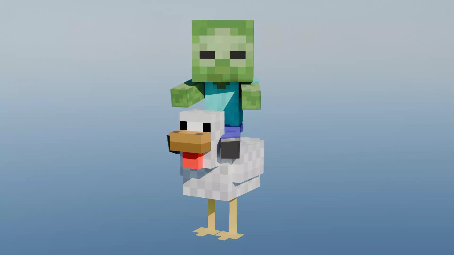 Chicken Jockey rigged 3d 3D model_0