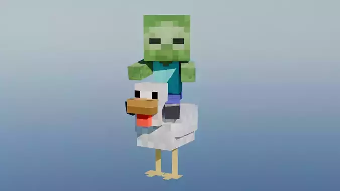 Chicken Jockey rigged 3d