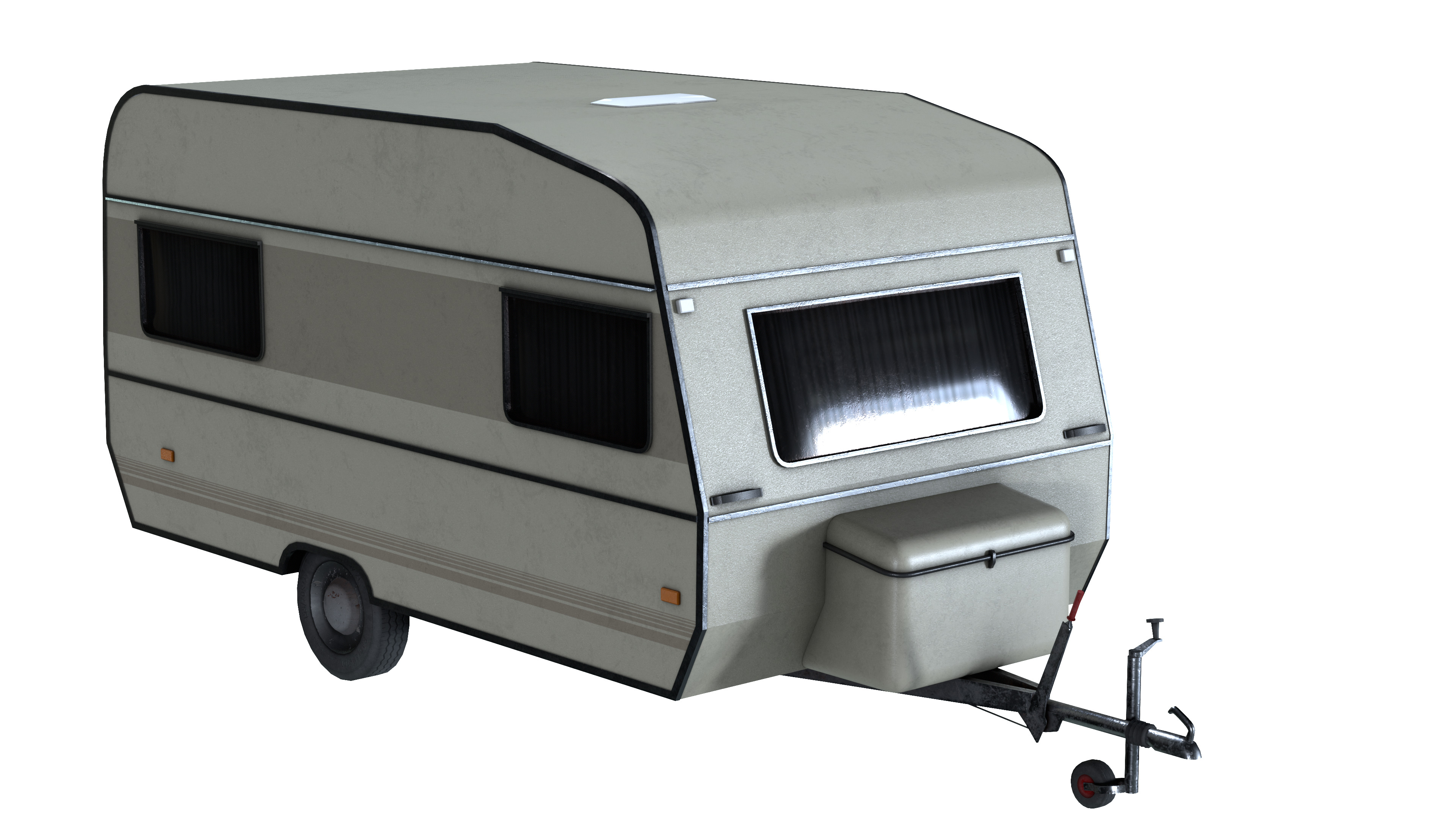 Caravan Trailer 6M Low-poly 3D model_3