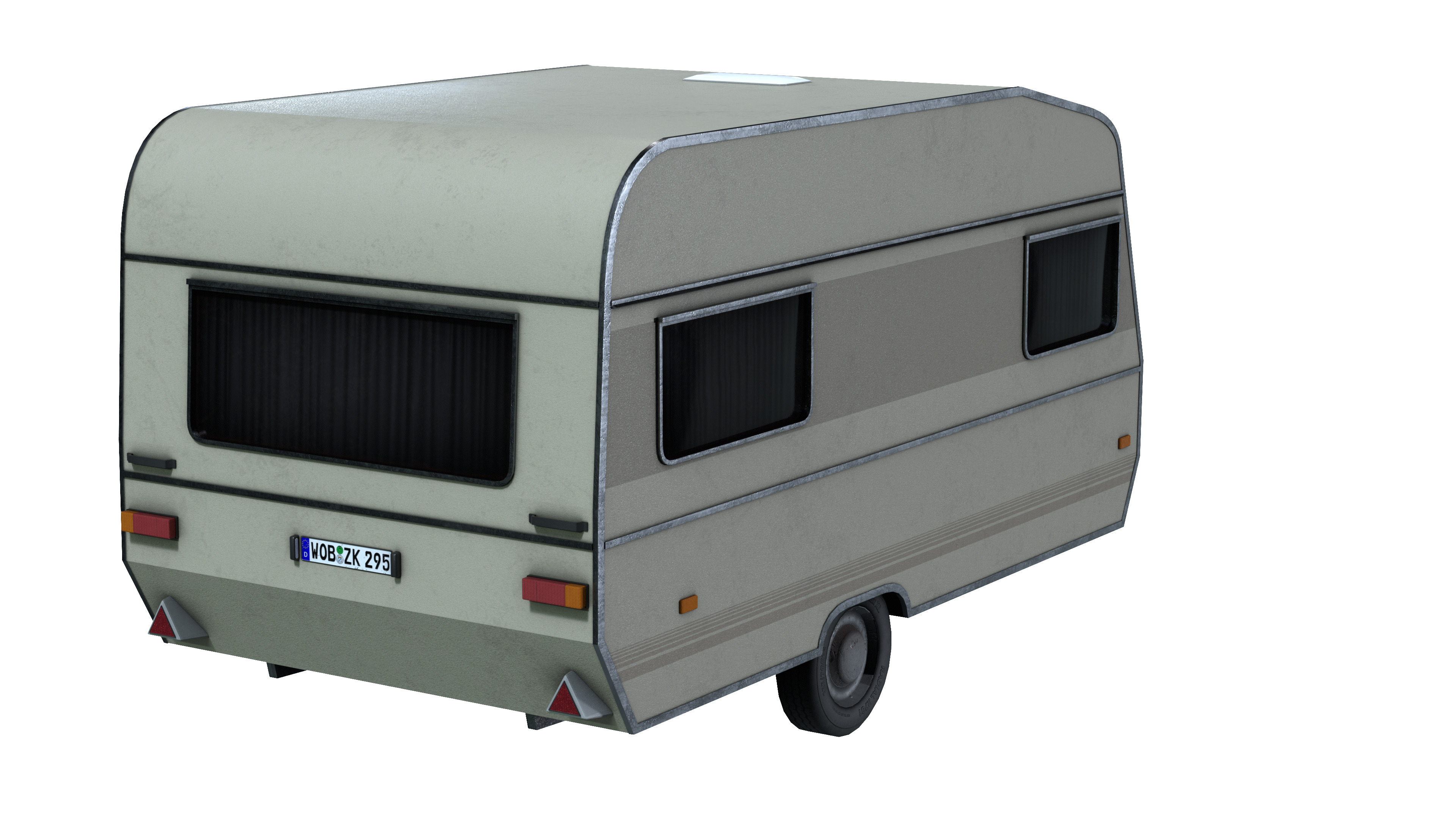 Caravan Trailer 6M Low-poly 3D model_2