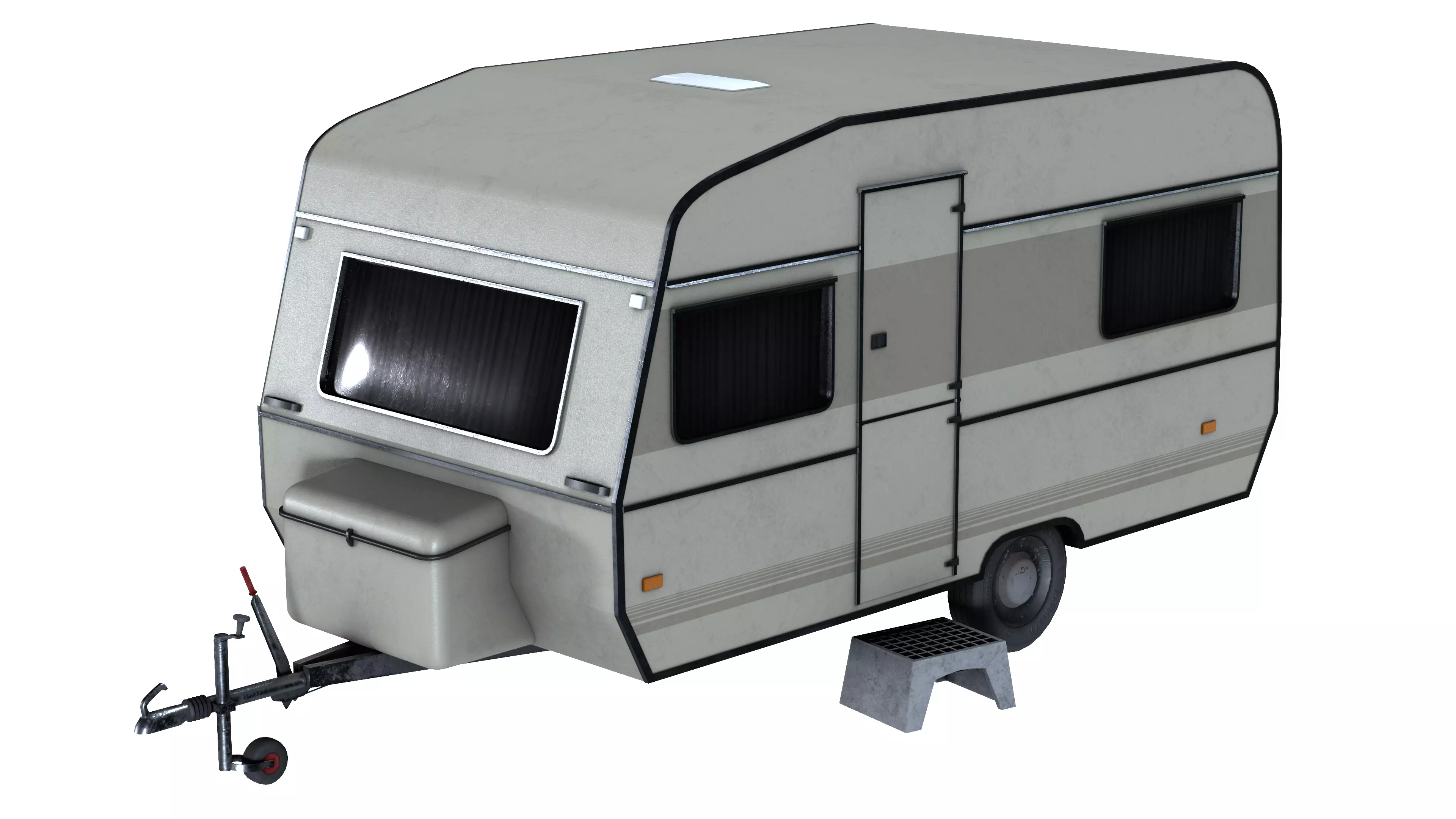 Caravan Trailer 6M Low-poly 3D model_0