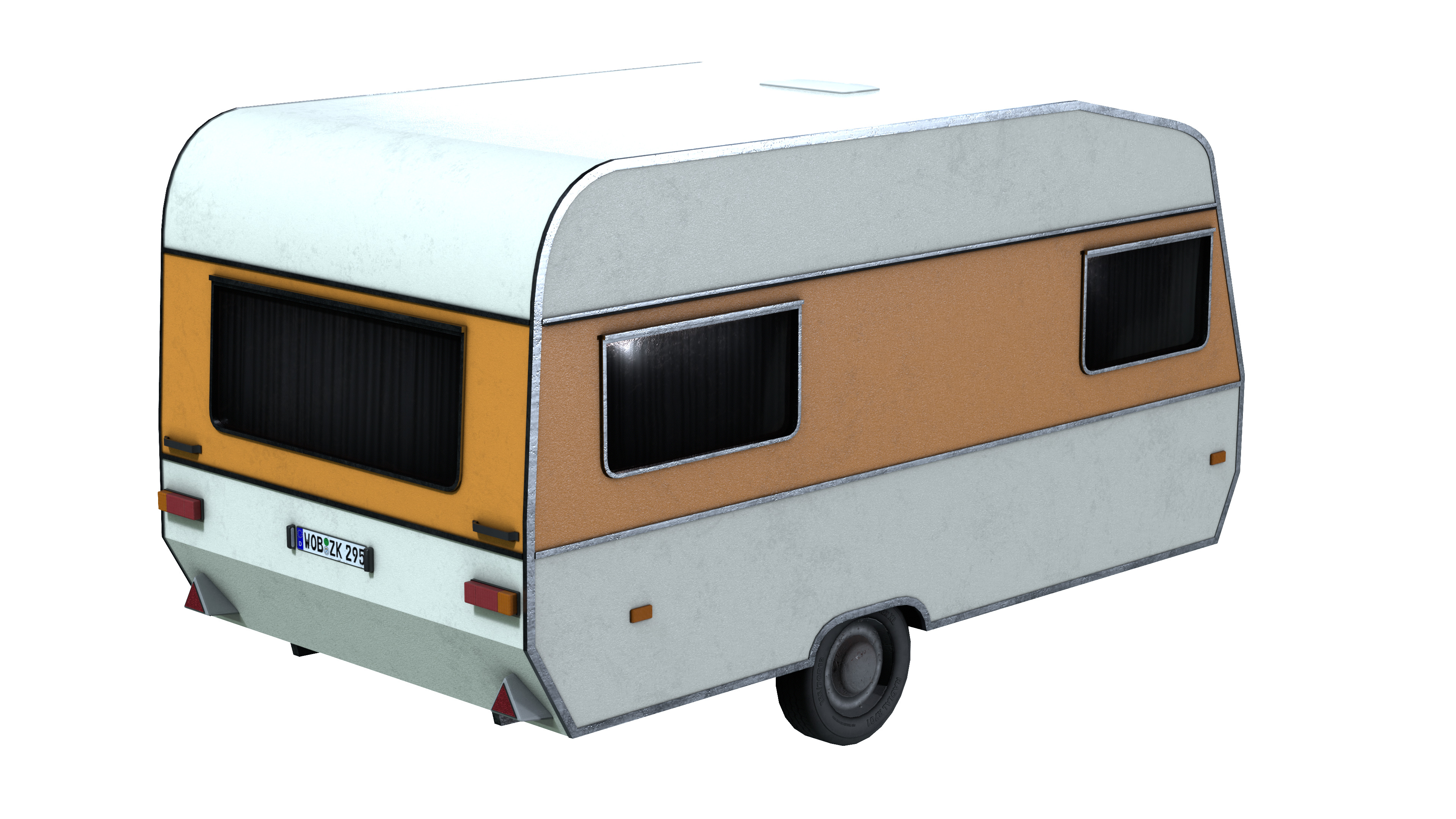 Caravan Trailer 6M Low-poly 3D model_11