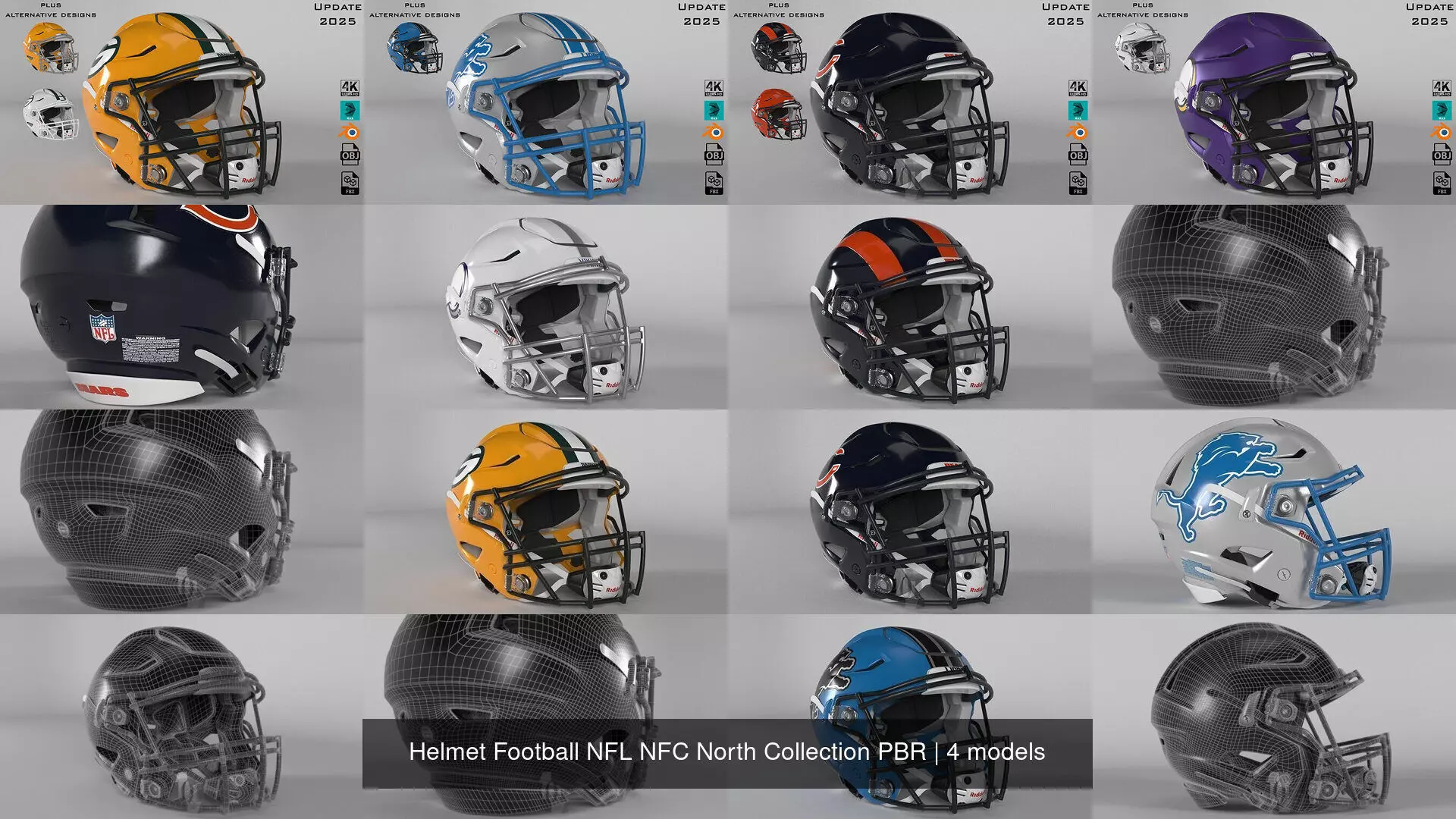 Helmet Football NFL NFC North Collection PBR _1