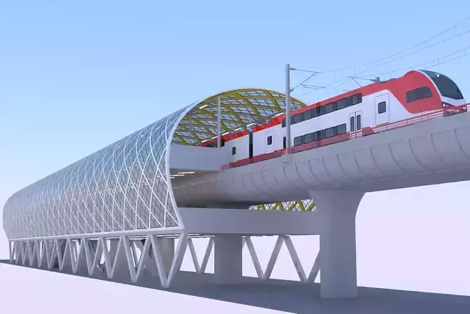 Elevated station with Stadler Kiss USA