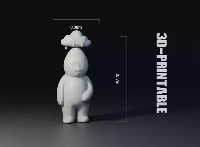 minimal sad miniature statue cloud