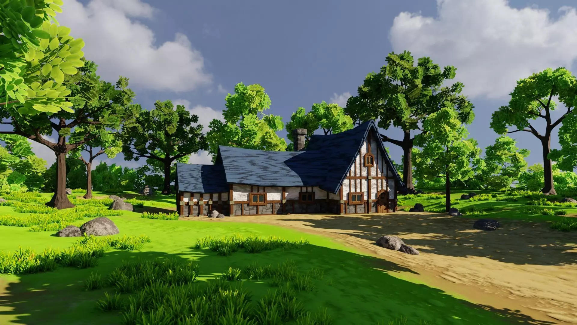 Medieval House 6 With Environment Low-poly 3D model_0