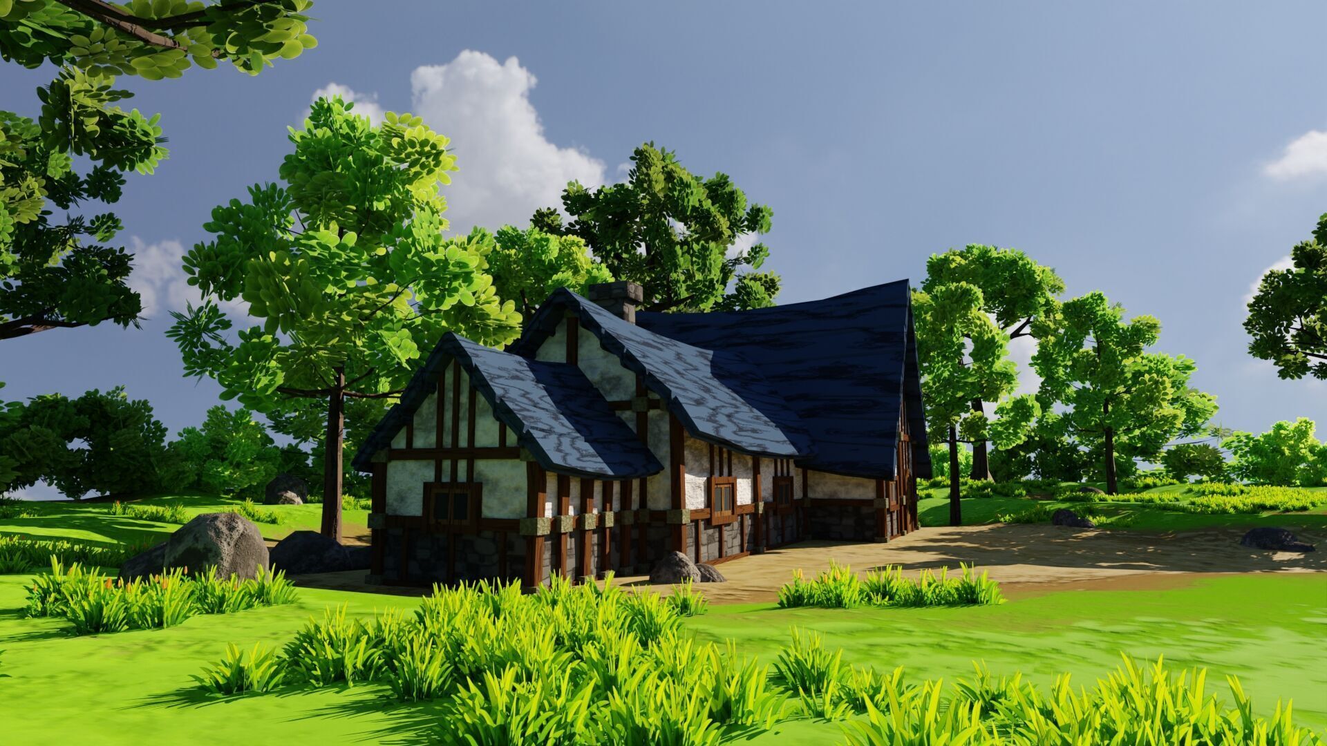 Medieval House 6 With Environment Low-poly 3D model_11