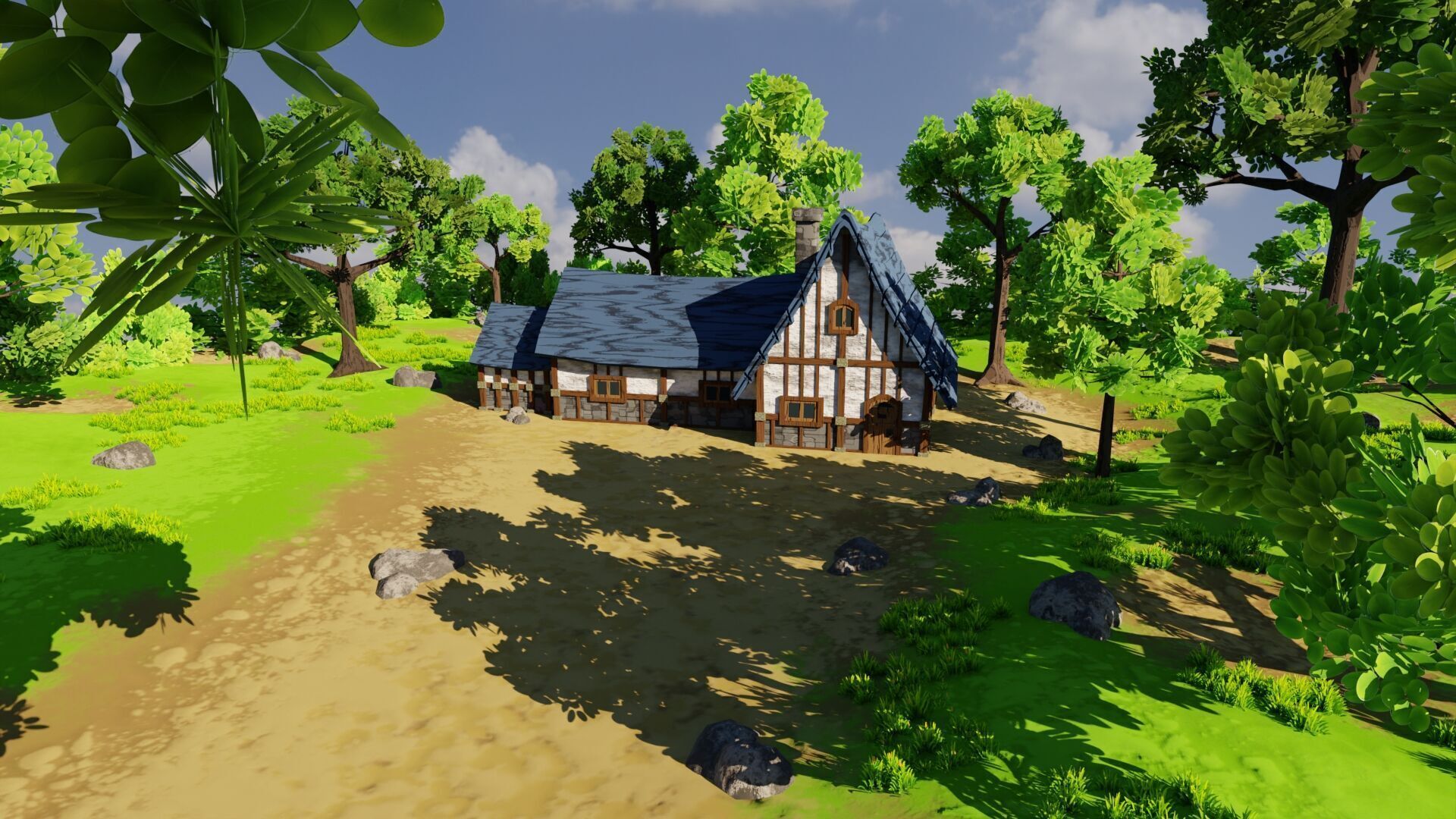 Medieval House 6 With Environment Low-poly 3D model_5
