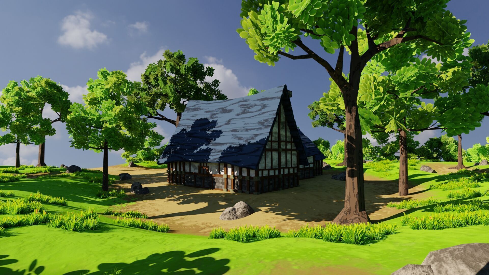 Medieval House 6 With Environment Low-poly 3D model_8
