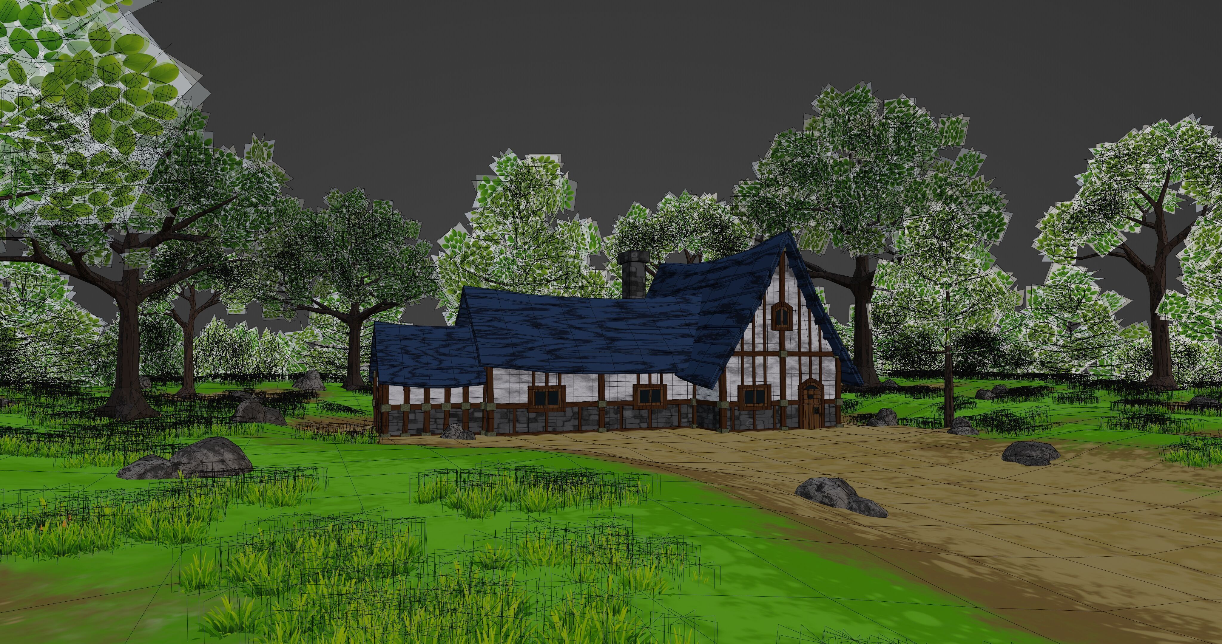 Medieval House 6 With Environment Low-poly 3D model_16