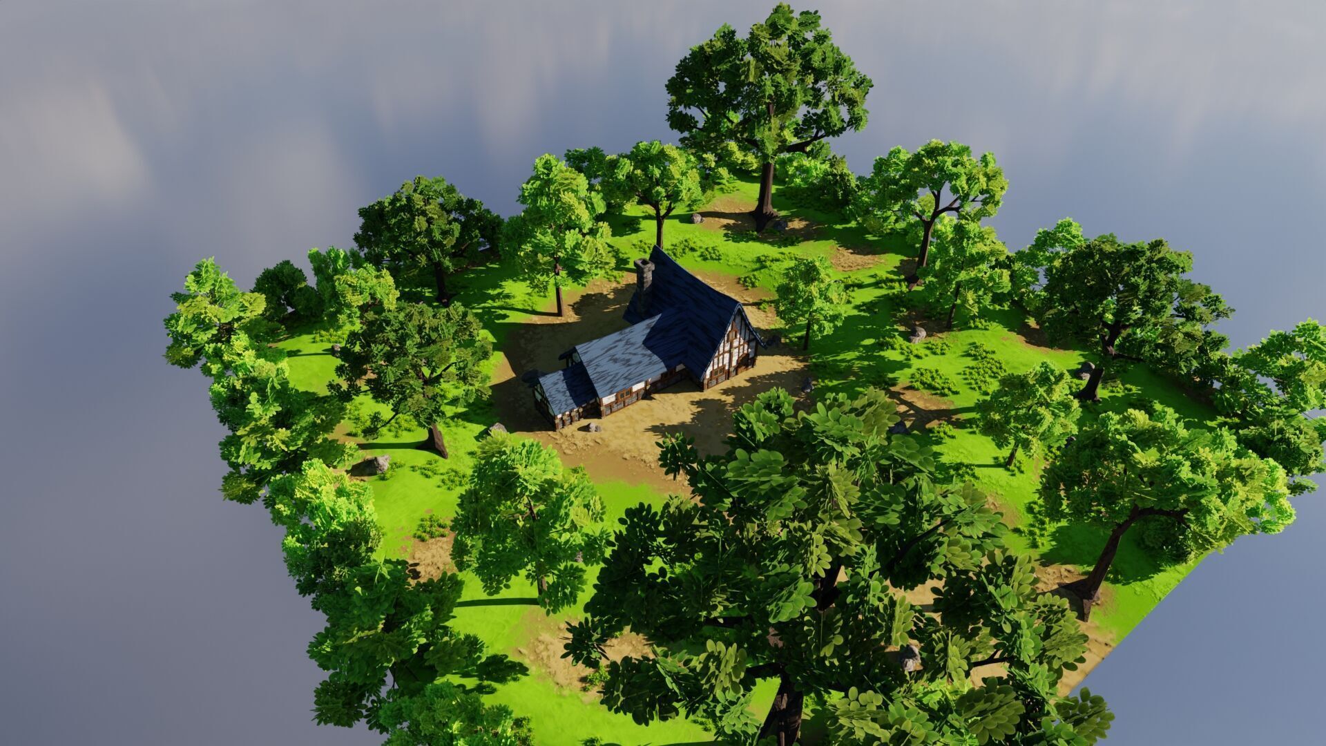 Medieval House 6 With Environment Low-poly 3D model_7