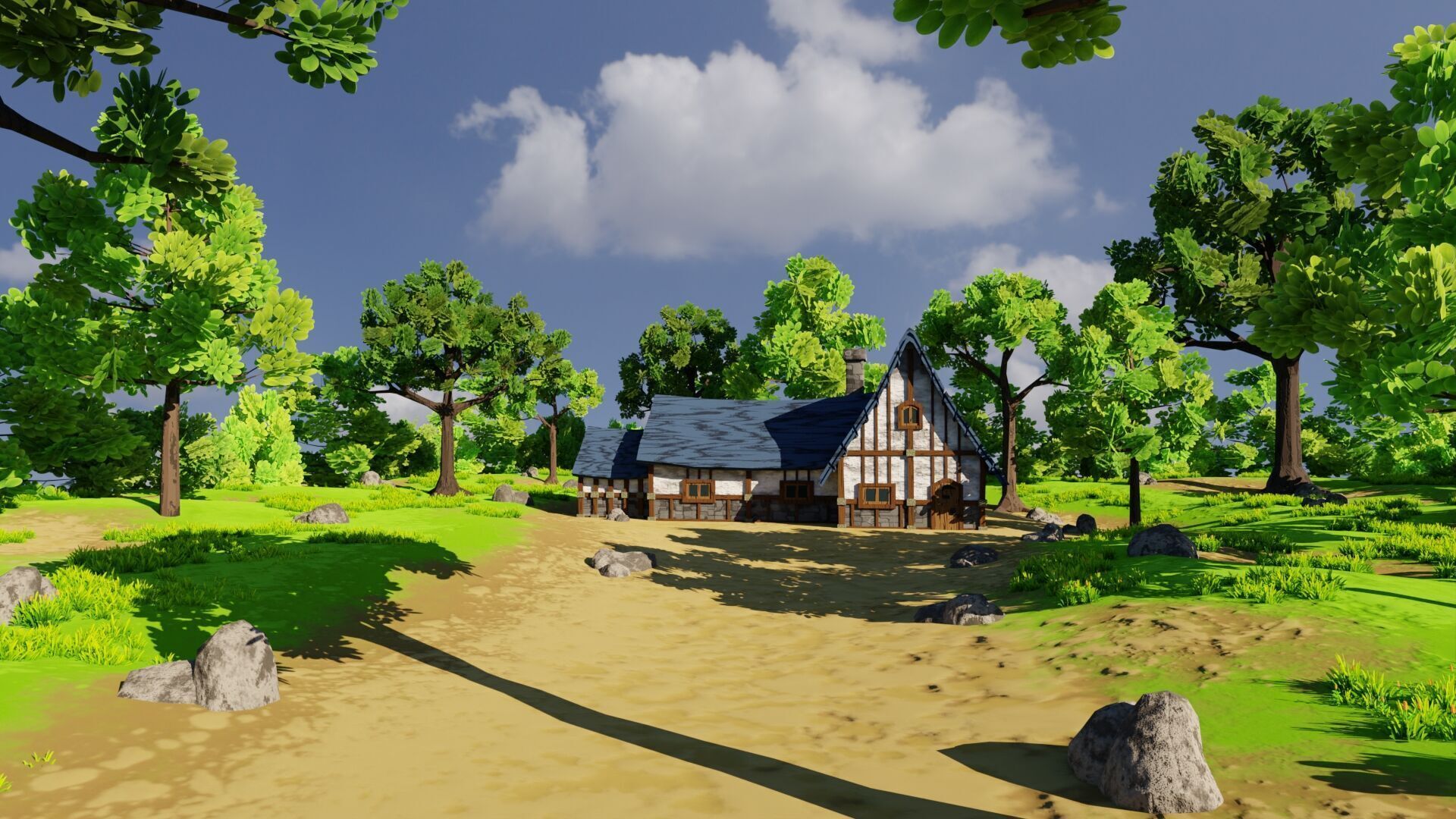 Medieval House 6 With Environment Low-poly 3D model_1