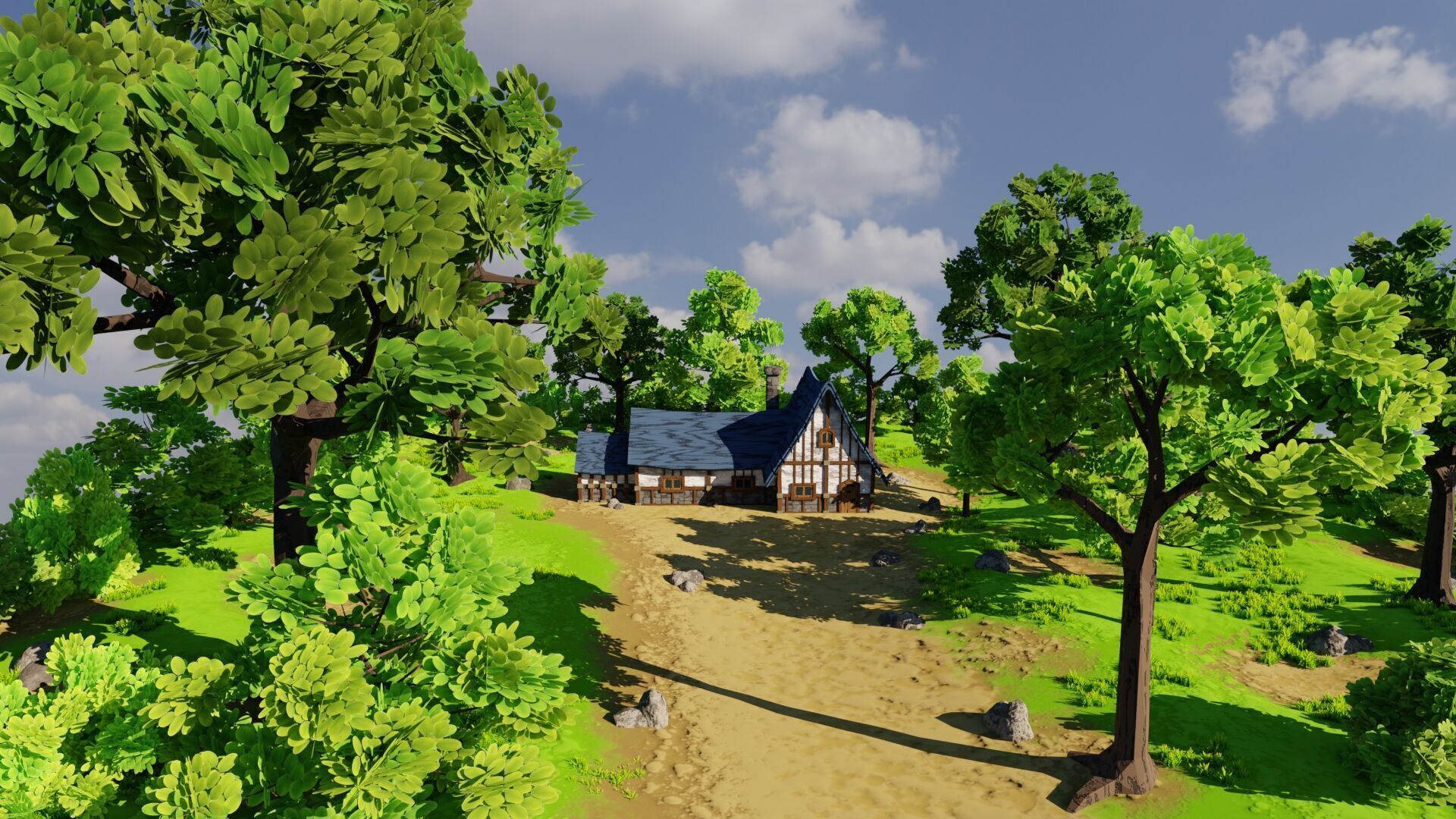 Medieval House 6 With Environment Low-poly 3D model_10