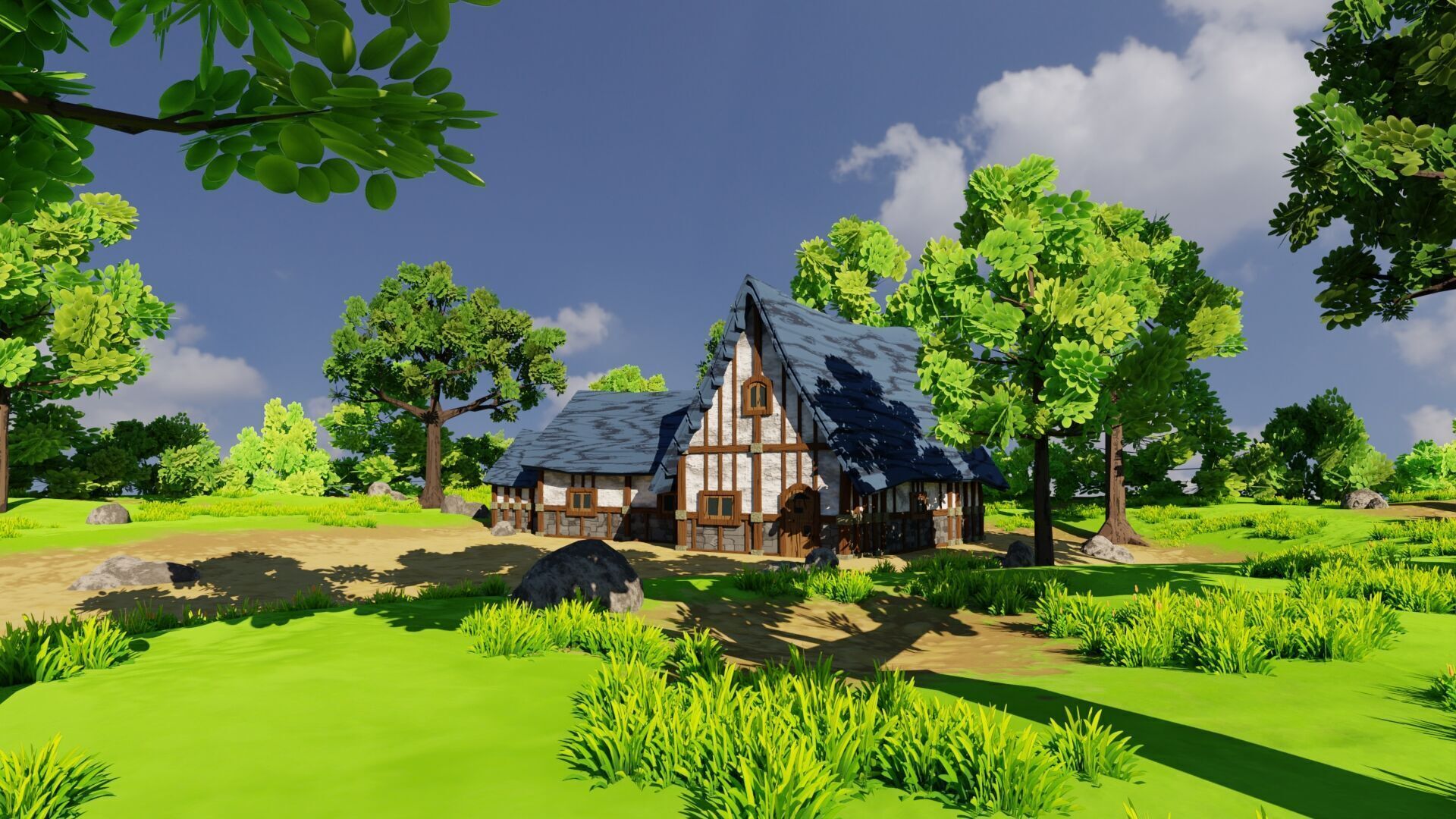 Medieval House 6 With Environment Low-poly 3D model_2