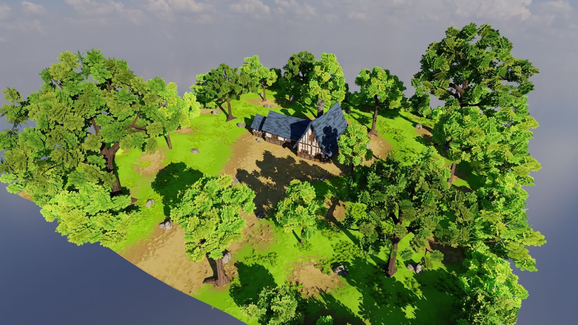 Medieval House 6 With Environment Low-poly 3D model_6