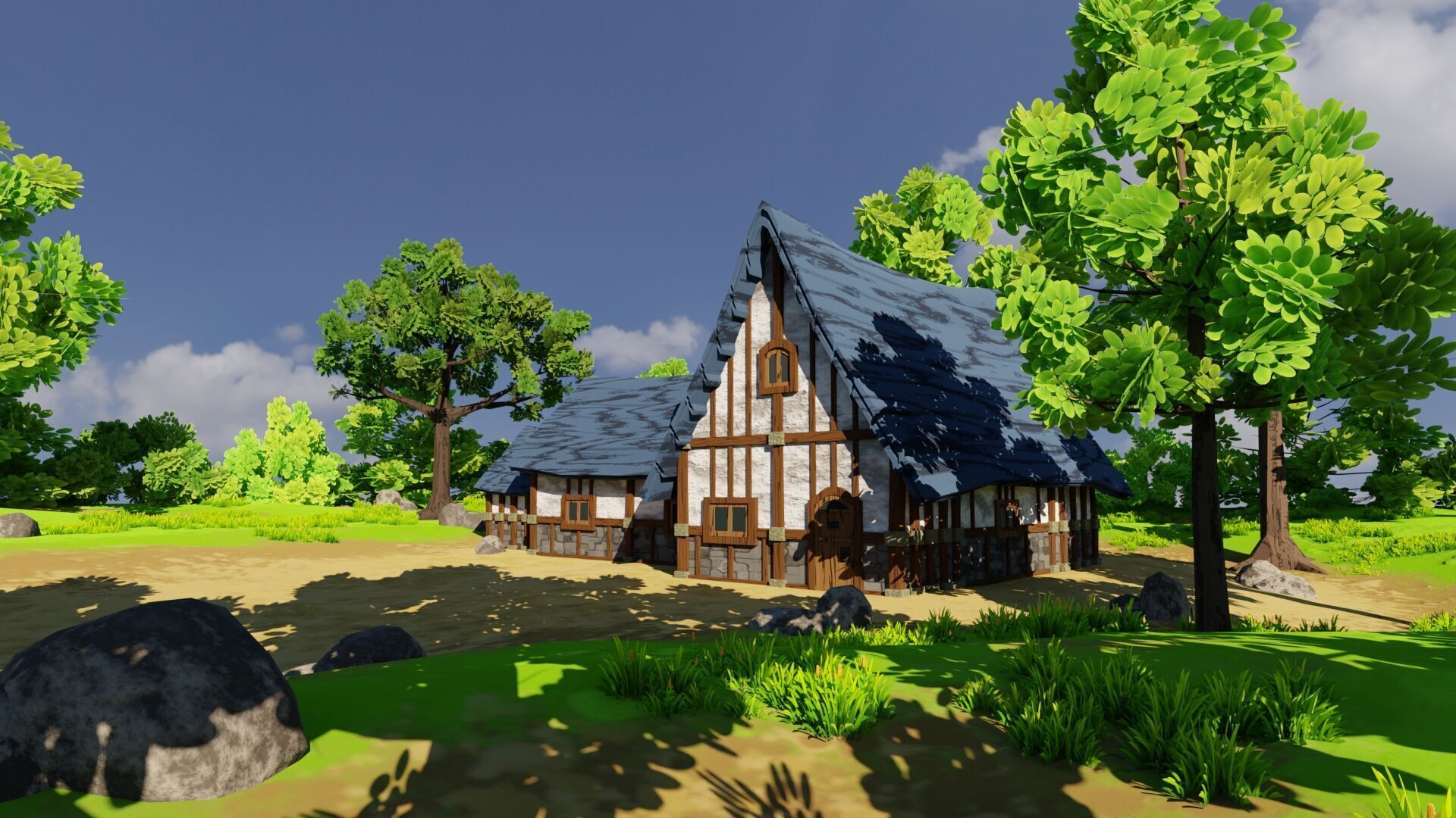 Medieval House 6 With Environment Low-poly 3D model_3