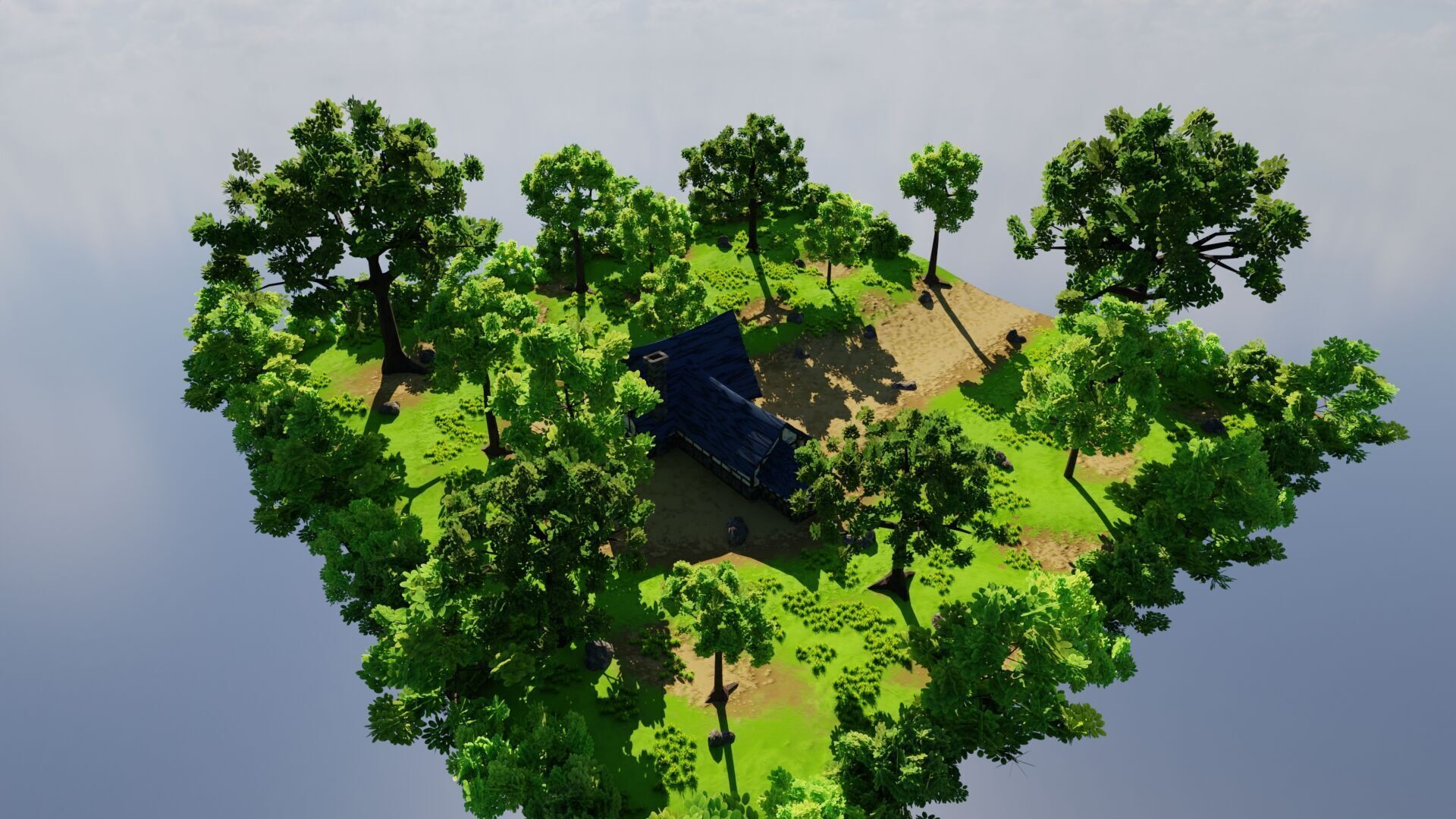 Medieval House 6 With Environment Low-poly 3D model_9