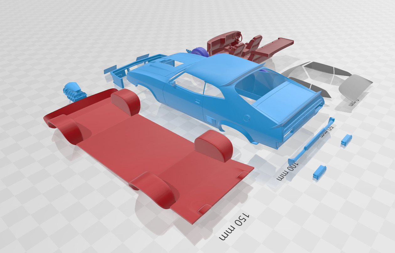 Falcon GT Coupe Interceptor Mad Max 1979 - Separate Parts STL  3D print model_3