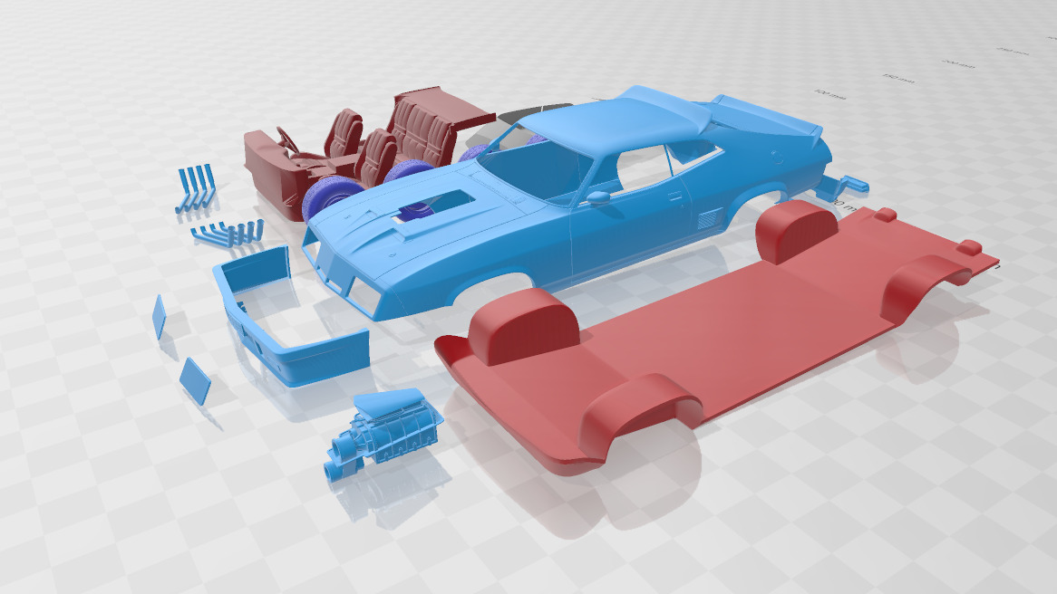 Falcon GT Coupe Interceptor Mad Max 1979 - Separate Parts STL  3D print model_1