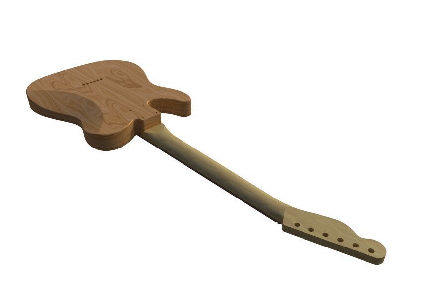 3d Model of Telecaster Type Guitar CAD for CNC 3D print model_2