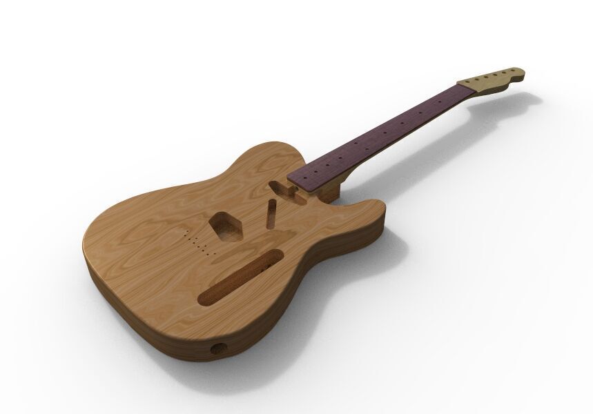 3d Model of Telecaster Type Guitar CAD for CNC 3D print model_1