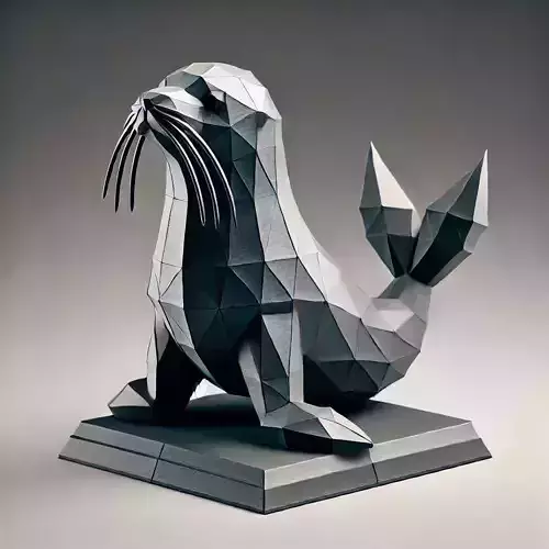 Seal Statue - low poly 3D print model