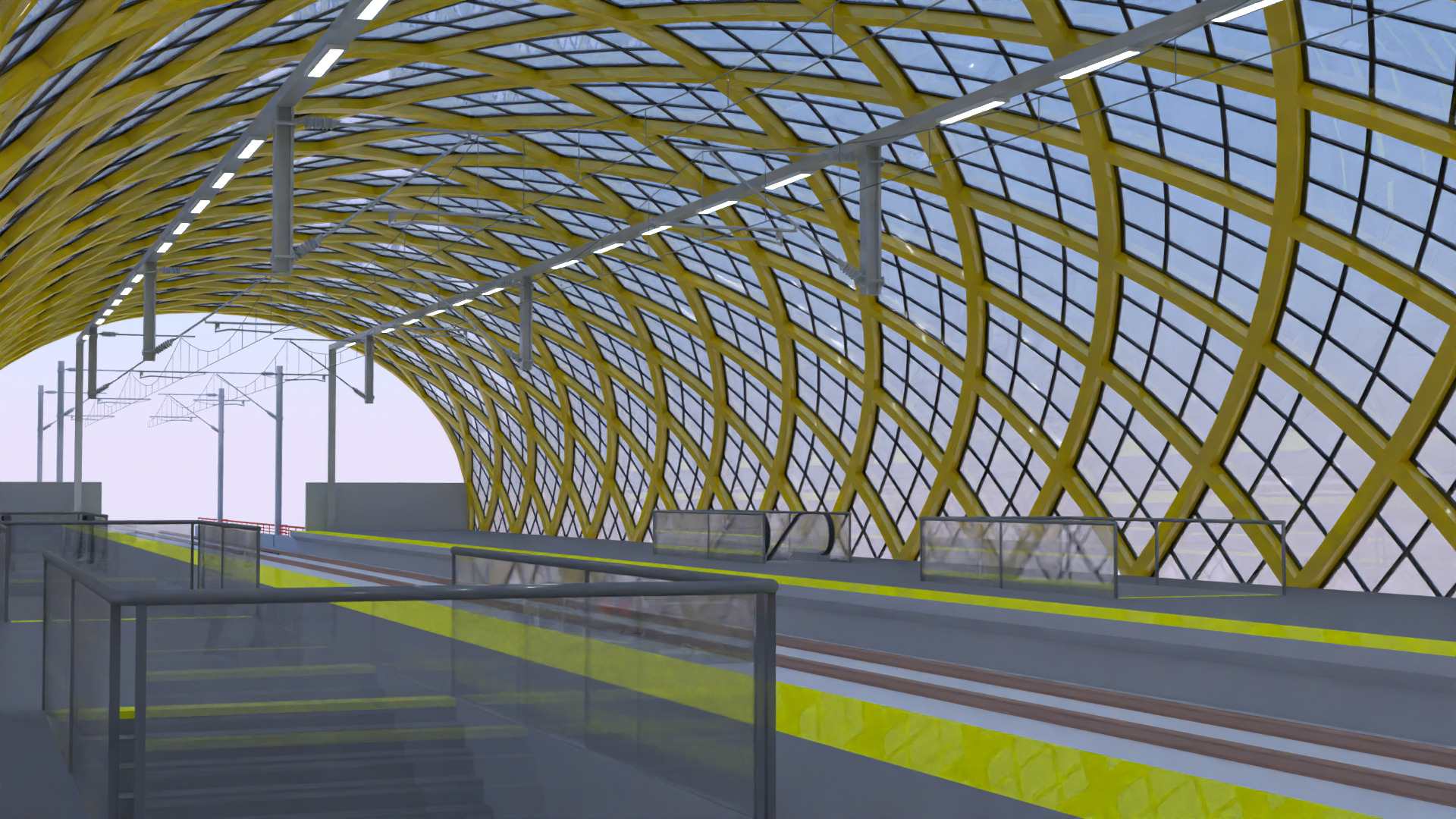 Elevated station with BiLevel train 3D model_7