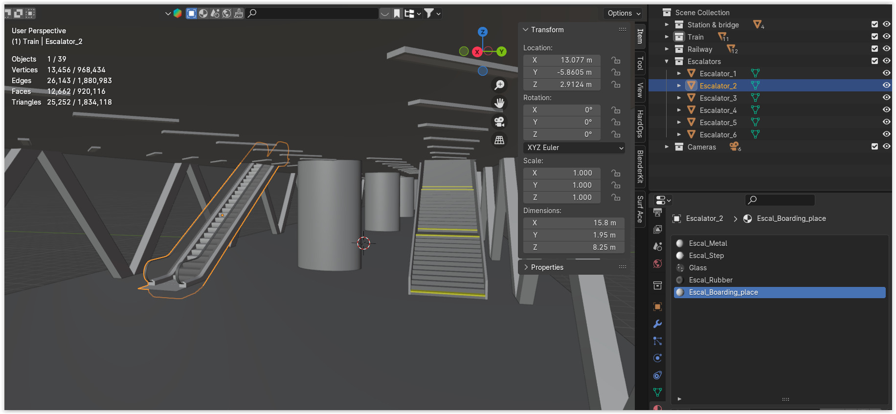 Elevated station with BiLevel train 3D model_13