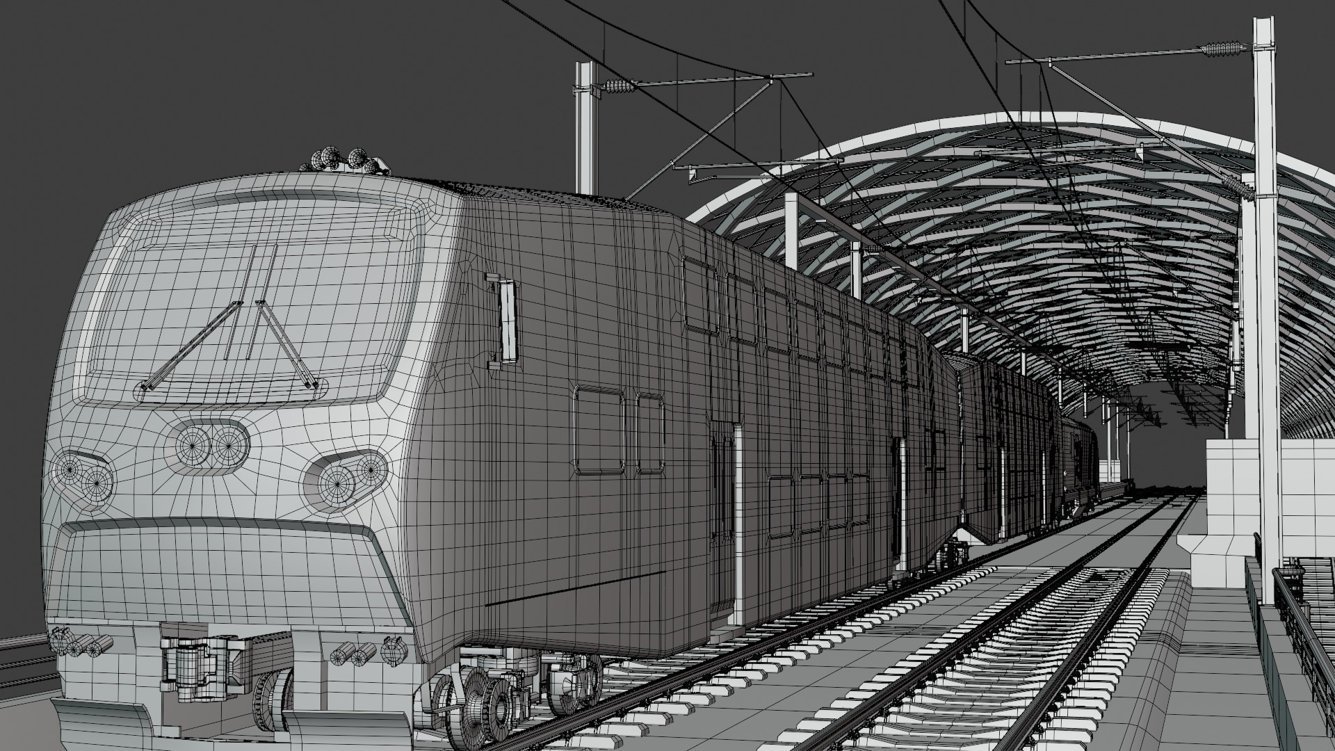 Elevated station with BiLevel train 3D model_6