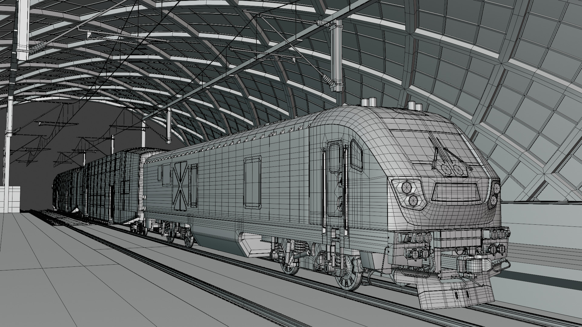 Elevated station with BiLevel train 3D model_4