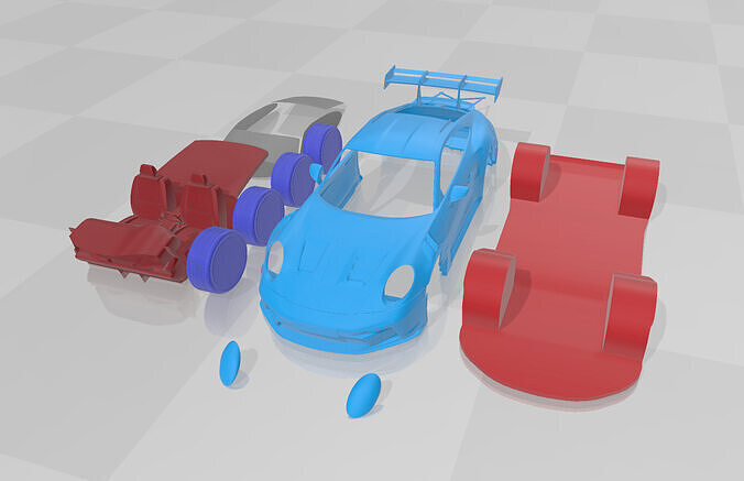Porsche 911 GT3 RS 2022 - Separate Parts STL Model 3D print model