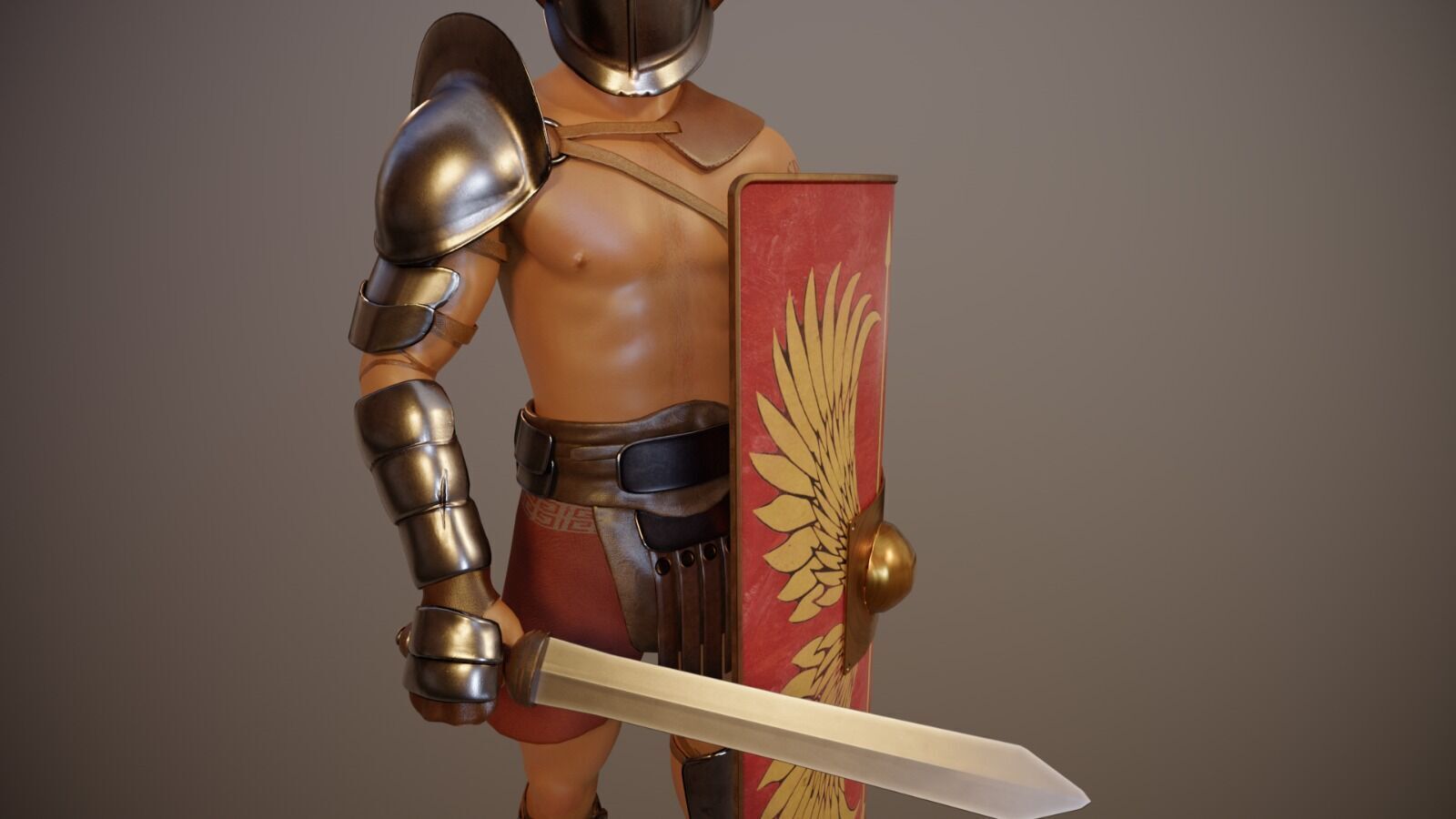Gladiator Low-Poly Low-poly 3D model_1