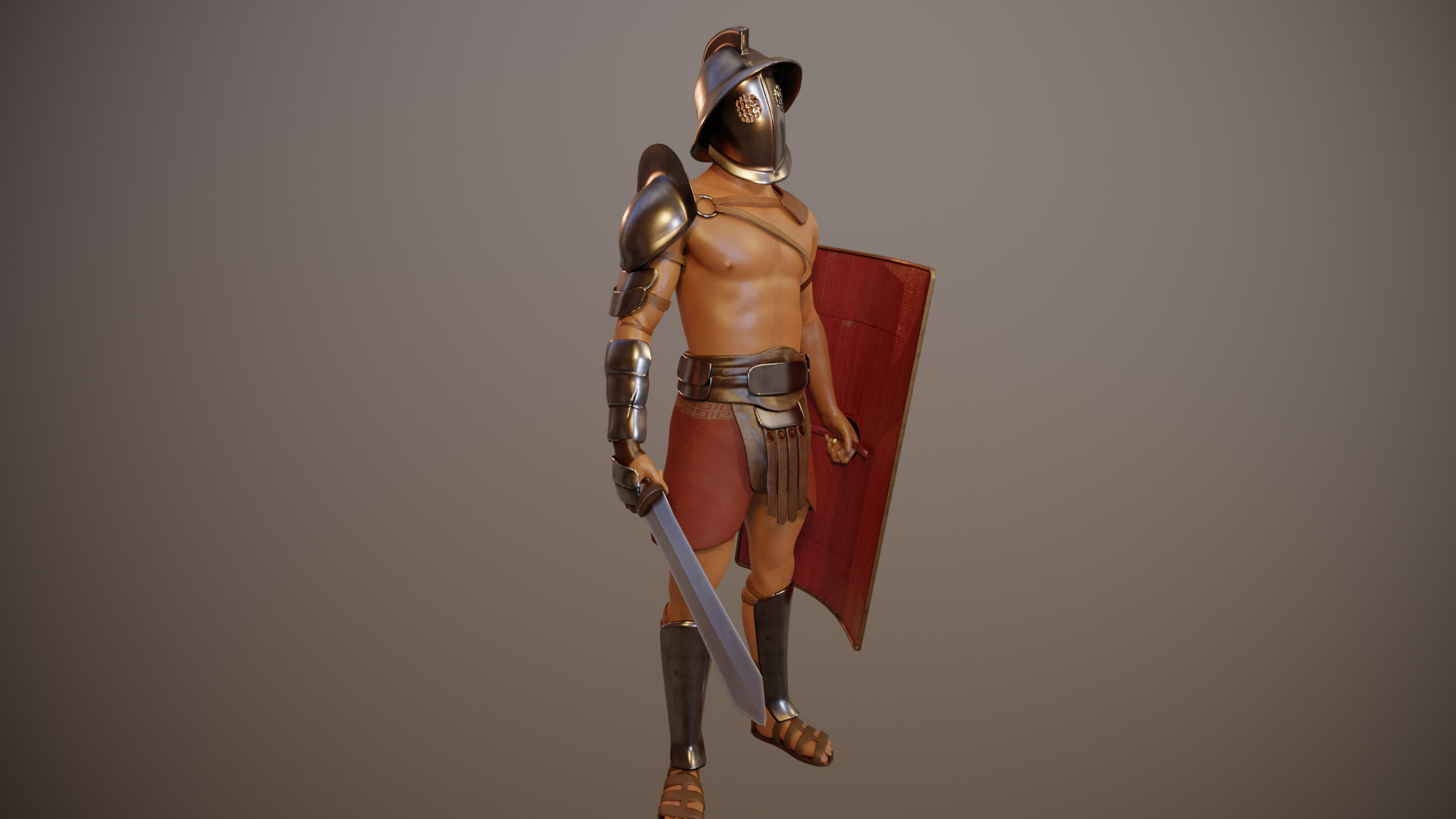 Gladiator Low-Poly Low-poly 3D model_3