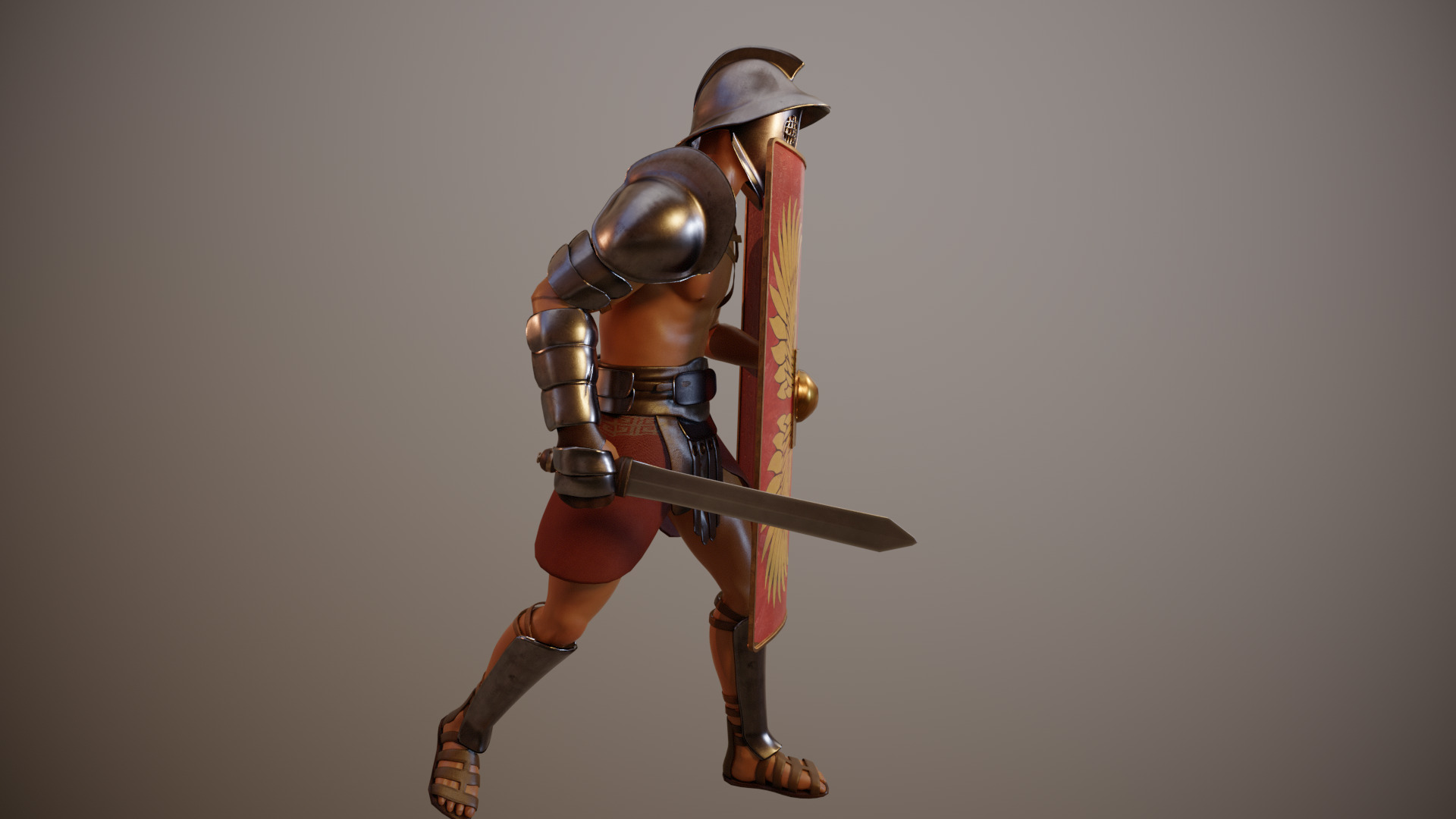 Gladiator Low-Poly Low-poly 3D model_5