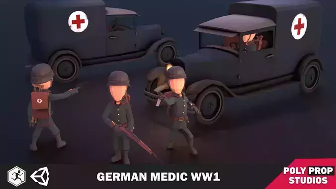 German Medic WW1 Low-poly 3D model