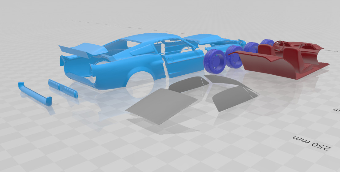 Mustang Shelby GT500 Eleanor 1967 - Separate Parts STL Model 3D print model_5