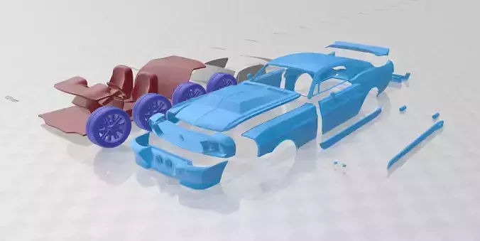 Mustang Shelby GT500 Eleanor 1967 - Separate Parts STL Model