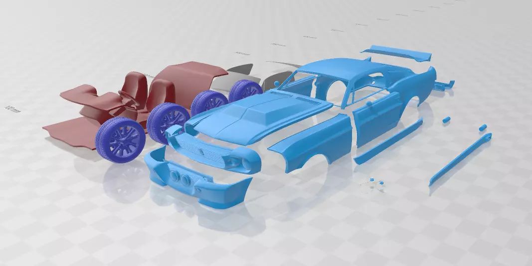 Mustang Shelby GT500 Eleanor 1967 - Separate Parts STL Model 3D print model_0