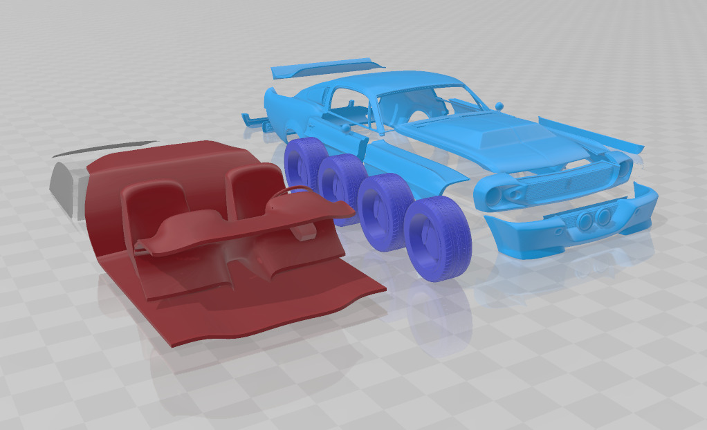 Mustang Shelby GT500 Eleanor 1967 - Separate Parts STL Model 3D print model_7