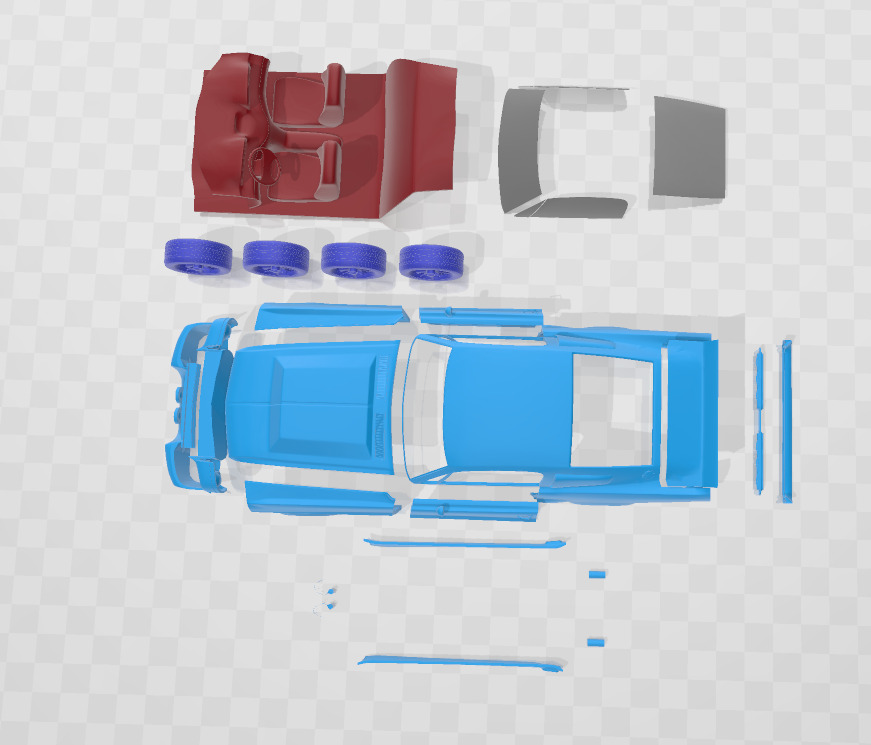 Mustang Shelby GT500 Eleanor 1967 - Separate Parts STL Model 3D print model_2