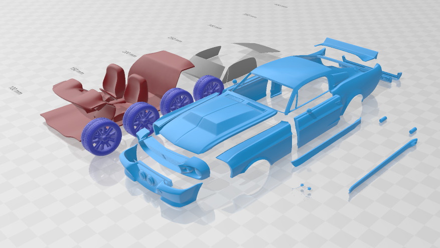 Mustang Shelby GT500 Eleanor 1967 - Separate Parts STL Model 3D print model_1