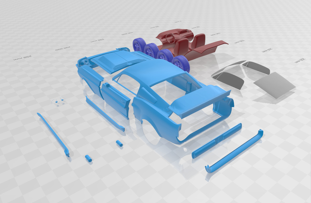 Mustang Shelby GT500 Eleanor 1967 - Separate Parts STL Model 3D print model_3