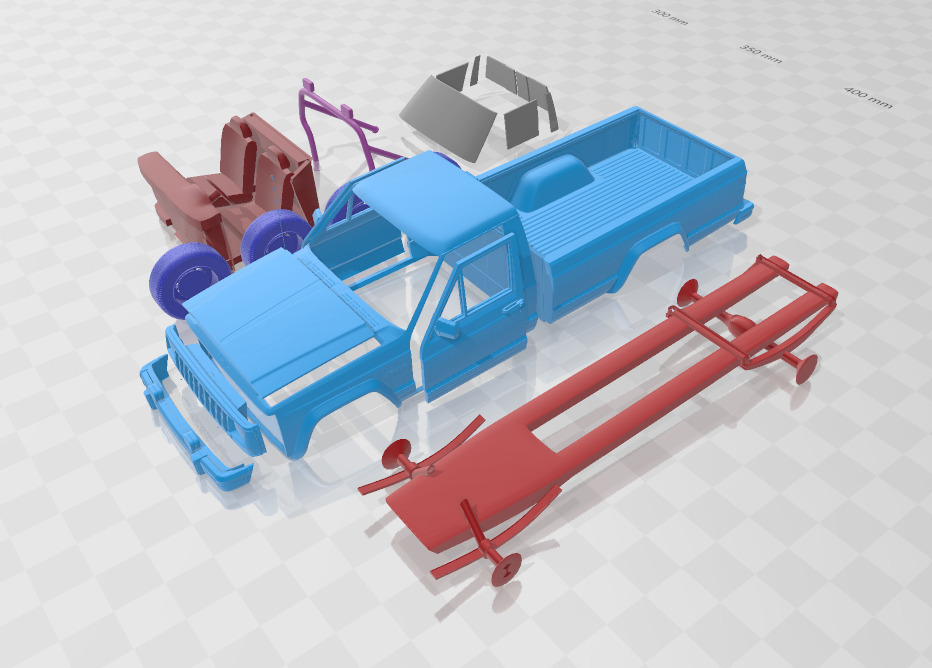 Jeep Comanche MJ 1984 - Separate Parts STL Model 3D print model_1